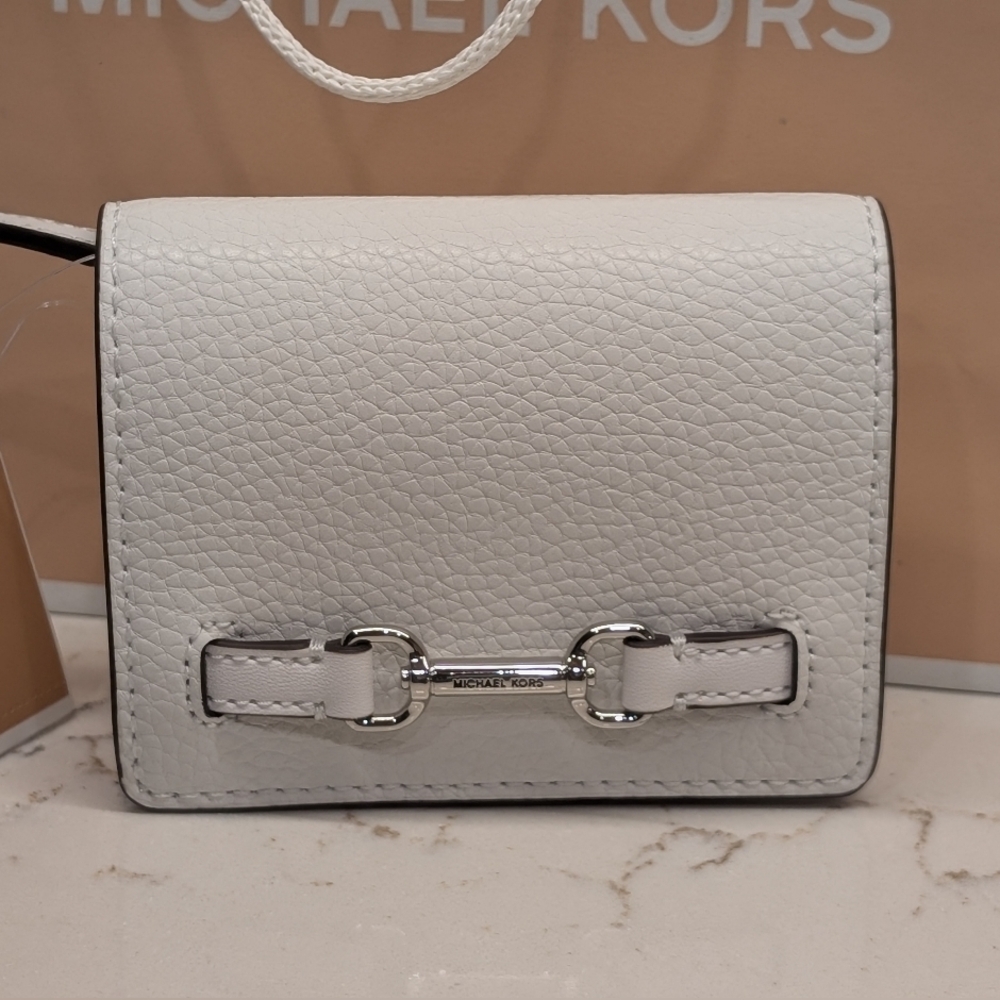 Michael Kors Carson Small Flap Wallet - NWT - Optic White 4.25x3.25 Inches